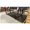 Image 1 : 3 LARGE WOODEN METAL BASE WORK TABLES