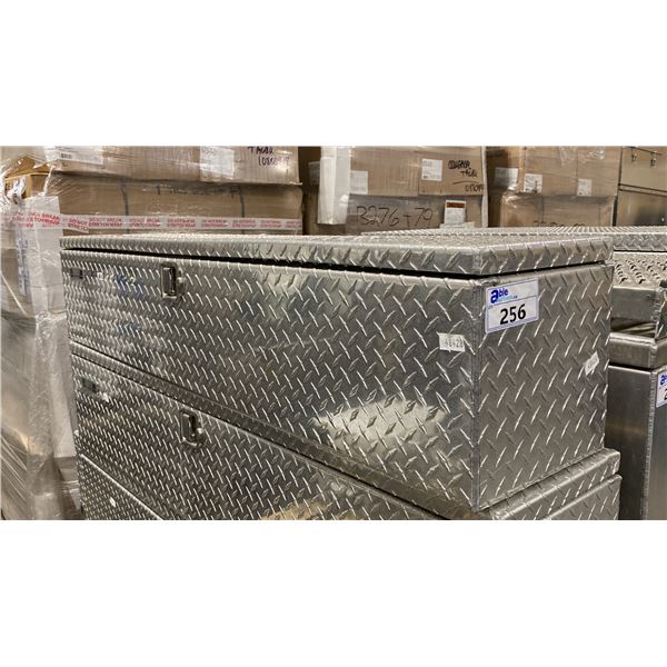 TREBOR MANUFACTURING CHECKER PLATE ALUMINUM SERVICE/TOOL CHEST APPROX 60' X 12"
