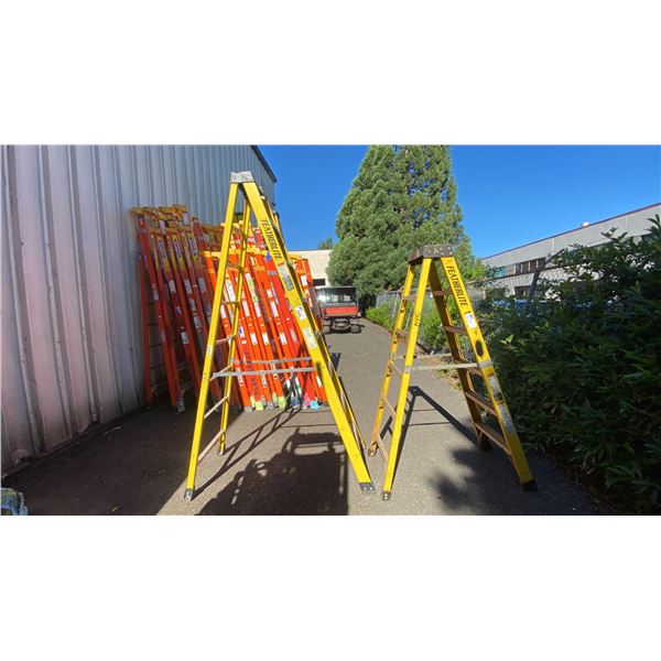 2 YELLOW FEATHERLITE LADDERS- 8' & 6'