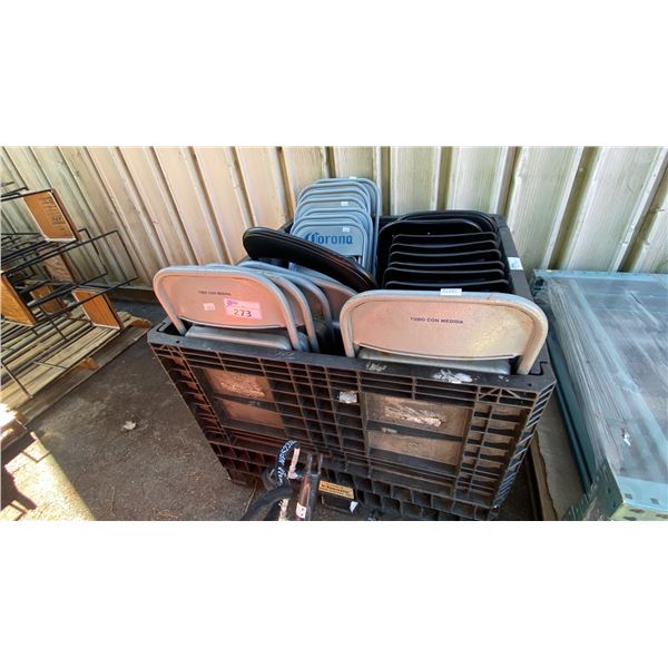 PALLET CRATE OF BLACK AND GREY FOLDING CHAIRS *PALLET CRATE NOT INCLUDED*