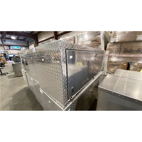 TREBOR MANUFACTURING CHECKER PLATE ALUMINUM SERVICE/TOOL CHEST APPROX 65" X 24"