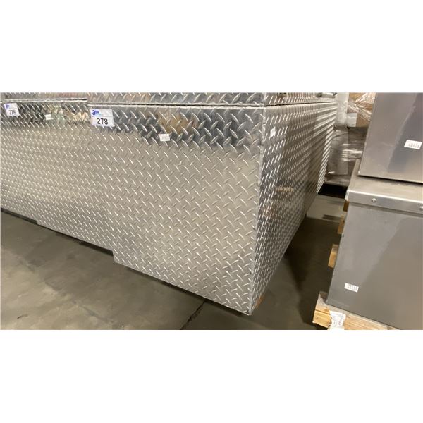 TREBOR MANUFACTURING CHECKER PLATE ALUMINUM SERVICE/TOOL CHEST APPROX 65" X 24"