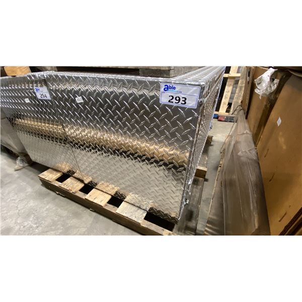 TREBOR MANUFACTURING CHECKER PLATE ALUMINUM SERVICE/TOOL CHEST APPROX 48" X 24"