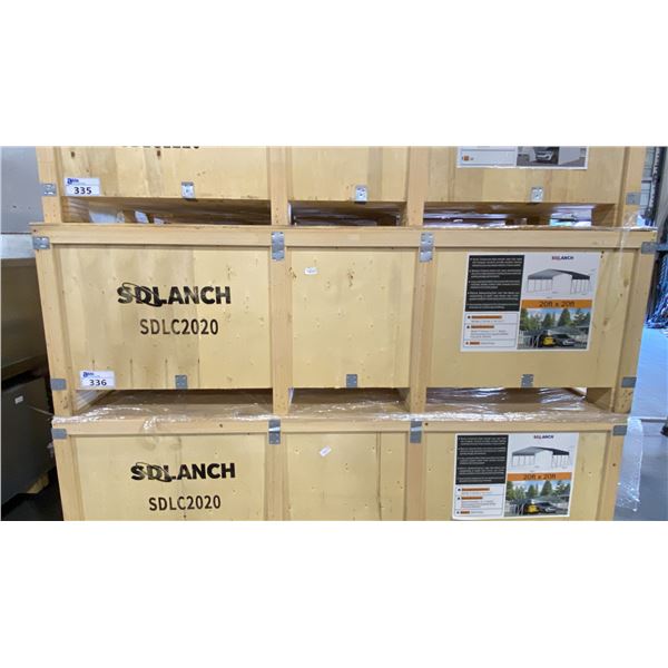 SDLANCH SDLC2020 20' X 20' ALL STEEL HIGH END CARPORT W/ OPEN SIDE WALLS *IN WOODEN CRATE*