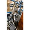 Image 2 : GROUP OF ASSORTED FOLDING STEP LADDERS, 7 DRAWER 2 TONE DRESSER WITH SILVER KNOBS, 2 BLACK TABLE