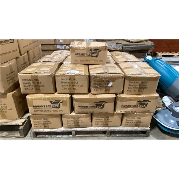 PALLET OF APPROX 37 CASES OF KING 3MIL MATTRESS BAGS 10 PER CASE