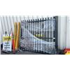 Image 1 : 14' BLACK METAL BI-PARTING DRIVEWAY GATE *NO POLES, HINGES ATTACHED, MINOR DAMAGE*