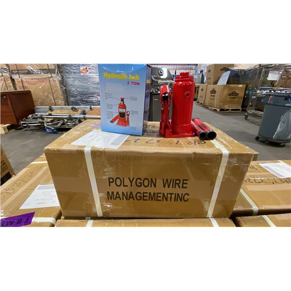 3 BOXES OF 8 RED INDUSTRIAL HYDRAULIC 2 TON BOTTLE JACKS *24 JACKS TOTAL, IN BOX*