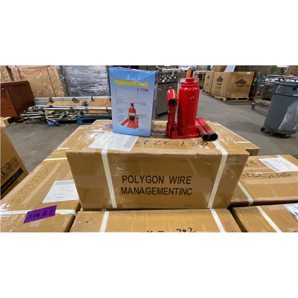 3 BOXES OF 8 RED INDUSTRIAL HYDRAULIC 2 TON BOTTLE JACKS *24 JACKS TOTAL, IN BOX*
