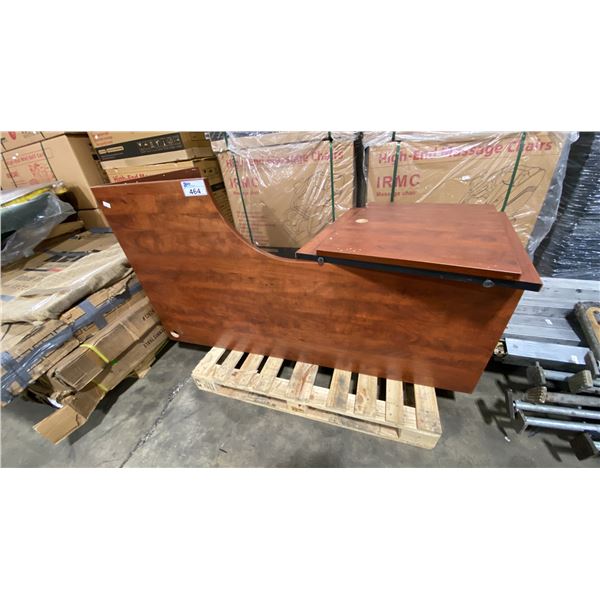 CHERRY FINISH L-SHAPE SINGLE PEDESTAL EXECUTIVE DESK *DISASSEMBLED*