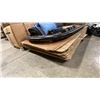 Image 3 : PALLET OF POKER TABLE, TARPS, FURNITURE PARTS, & SHEETS OF WOOD *MUST TAKE ALL*