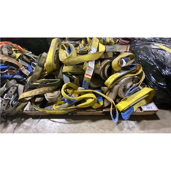PALLET OF ASSORTED HEAVY DUTY LIFTING SLINGS