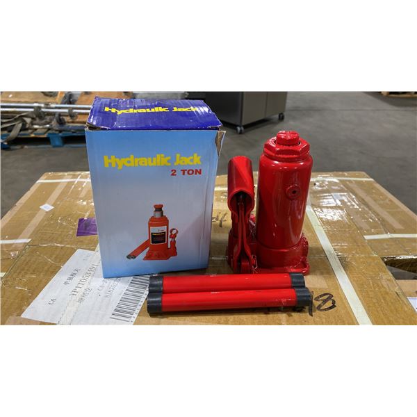 3 BOXES OF 8 RED INDUSTRIAL HYDRAULIC 2 TON BOTTLE JACKS *24 JACKS TOTAL, IN BOX*