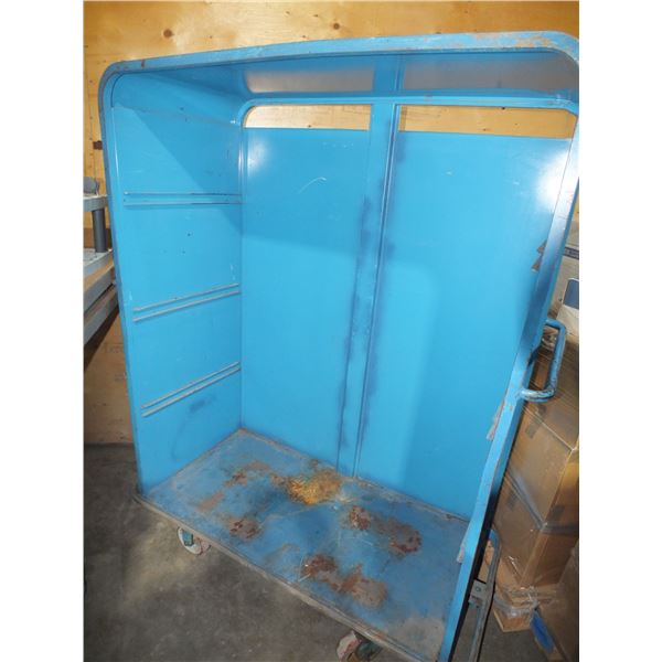 Blue Metal Cart On Wheels