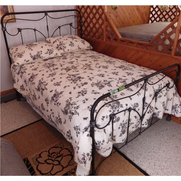 Vintage metal bedframe and Pocket coil mattress  mattress