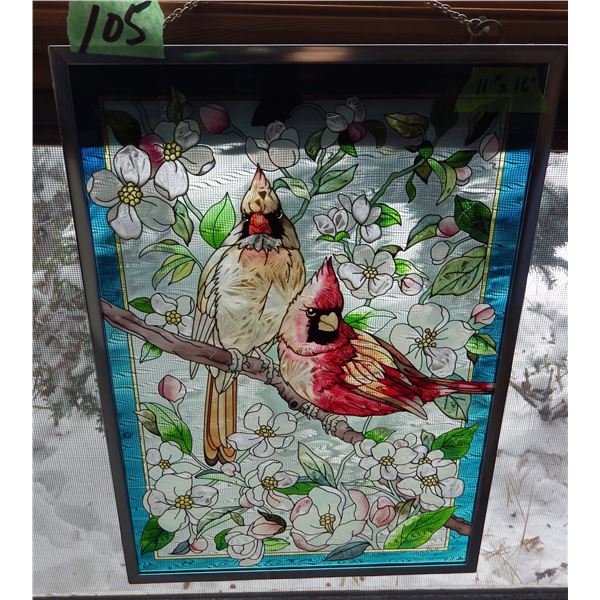 Window hanging with bird motif  Stained glass style