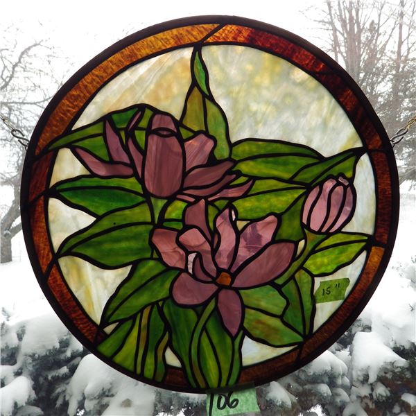 window hanging with flowers motif  Stained glass style