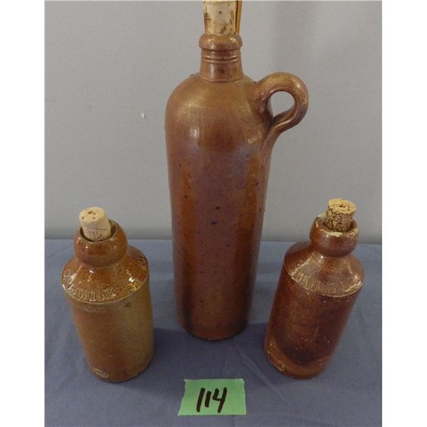 Lot of three Vintage stonewear  Bottles and Jug
