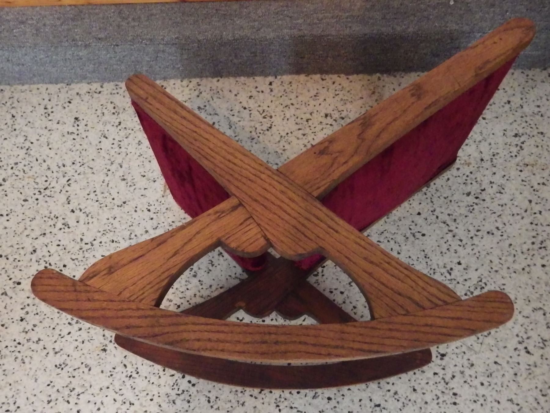 Vintage solid wood rocking footstool