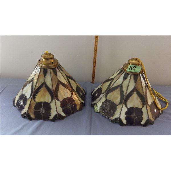 2 Vintage stained glass style lampshades