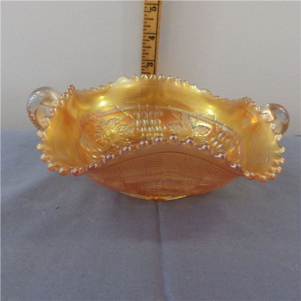 Vintage carnival glass two handled bonbon dish