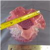 Image 2 : Vintage pink glass hobnail vase with ruffled edge