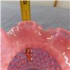 Image 3 : Vintage pink glass hobnail vase with ruffled edge