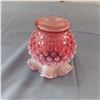 Image 5 : Vintage pink glass hobnail vase with ruffled edge