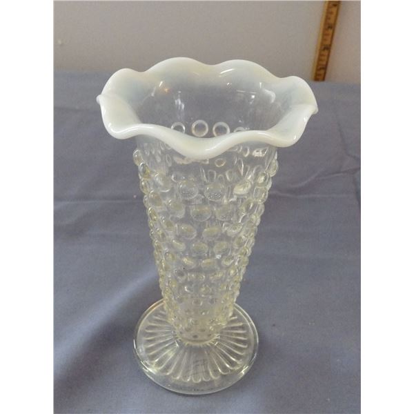 Vintage glass hobnail vase