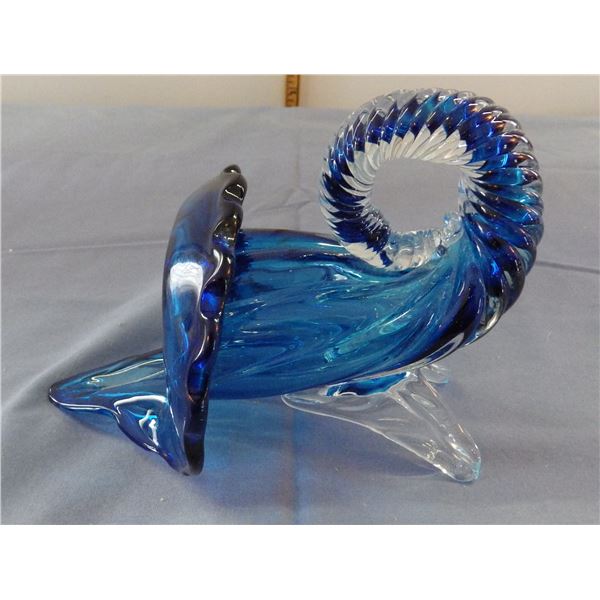 Vintage Murano Blue Cornucopia vase