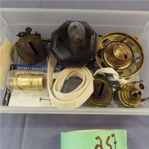 Container of coal oil lamp mantels etc