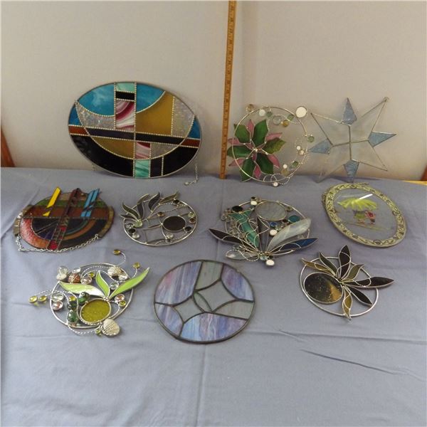 Collection of stained glass window and wall hanging