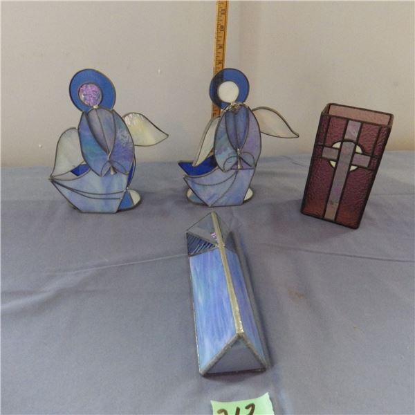 Stained glass Angel candle holders and other stained glass pieces