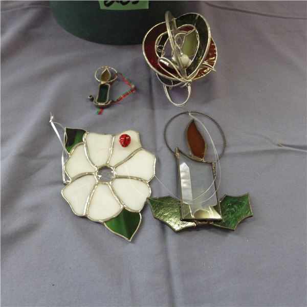 Christmas themed stained glass pieces