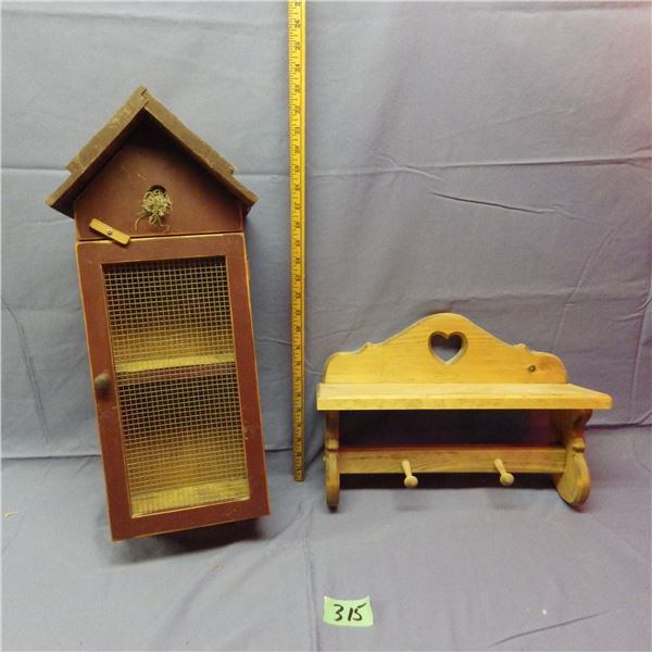Wood shelf and display box in style of birdhouse