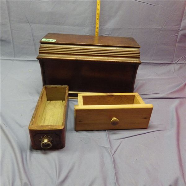Wood sewing machine cover and drawers