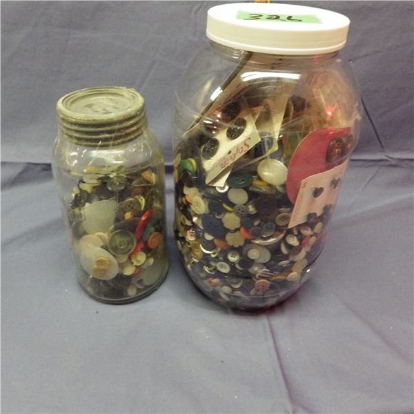 Two jars of vintage buttons