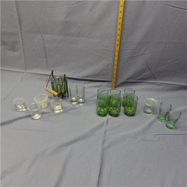Container of assorted drinking glasses