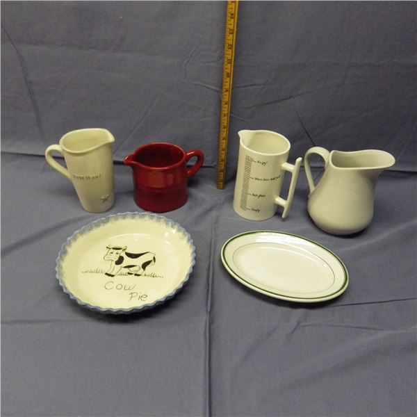 Ceramic creamers and plates etc