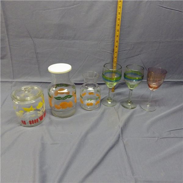 Decorative cookie jar , wine glasses etc