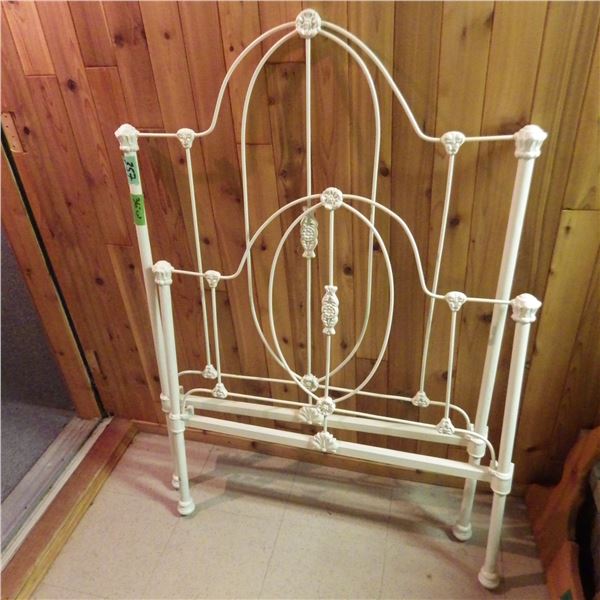 Vintage White enameled iron bed frame  With rails and mattress