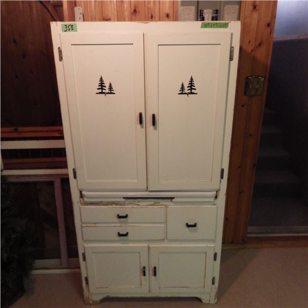 vintage Kitchen Cabinet with enameled pull out shelf