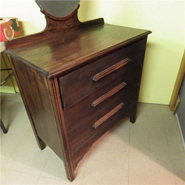 3 drawer dresser with oval mirror