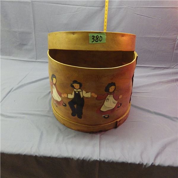 Vintage wood decorated cheese barrel