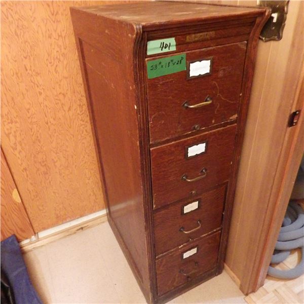 Vintage wood filing cabinet  4 drawer