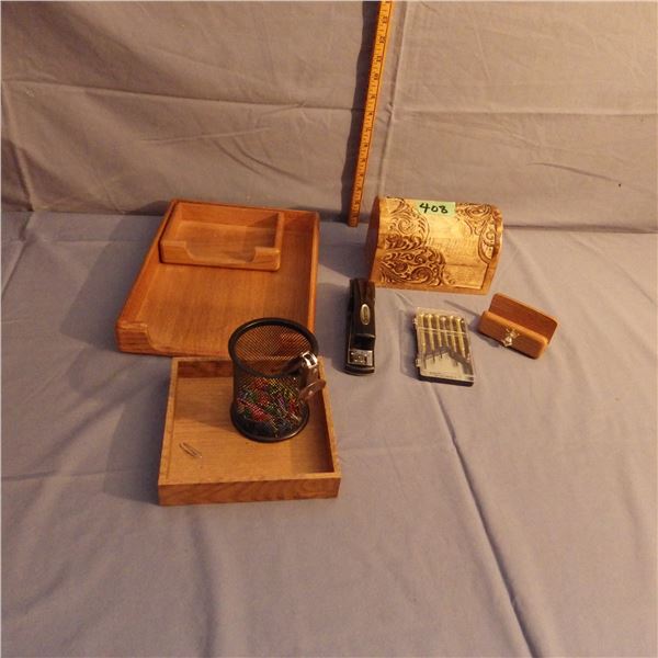 Wood trays and assorted items