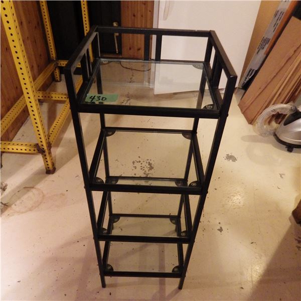 Metal and glass shelving display stand