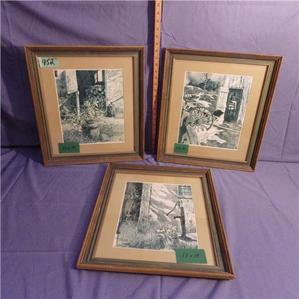 Lot of three framed pictures signatures noted in Photo