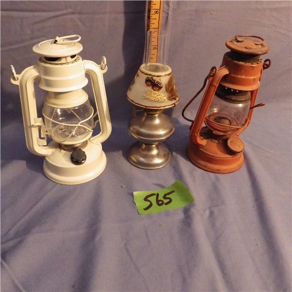 Lot of three various lanterns one is an led