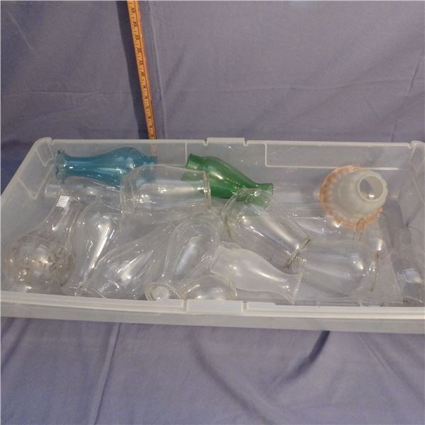 Lot of vintage and modern glass oil lamp shades etc